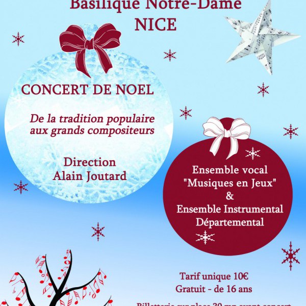 CONCERT DE NOEL Ensemble vocal MUSIQUES EN JEUX & Ensemble instrumental départemental