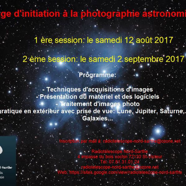 Stage d'initiation à l'astrophotographie