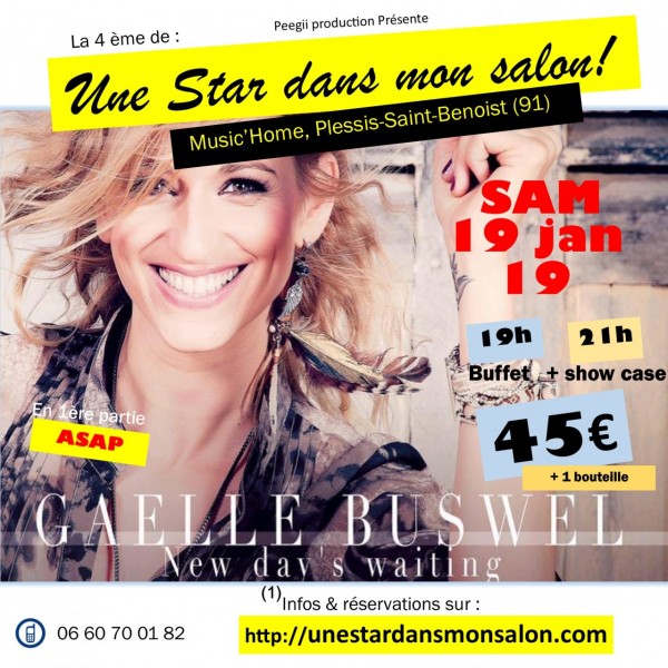 Gaelle Buswel en soirée Privée (Buffet & Show Case) sur "Une Star dans mon Salon!" au Music'Home (91)