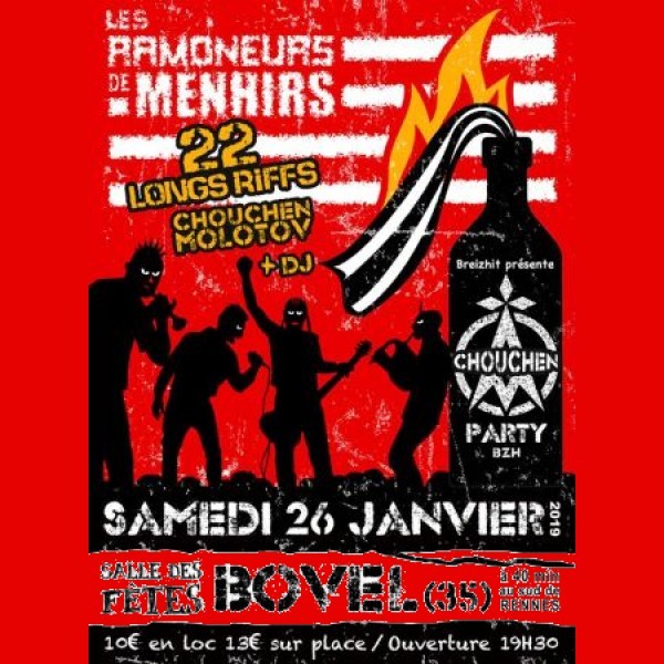 Concert à Bovel avec Les Ramoneurs de Menhirs + 22 Longs Riffs + Chouchen Molotov + DJ