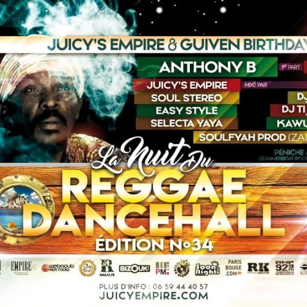 La nuit du reggae dancehall N°34 Anthony B from Jamaica en showcase