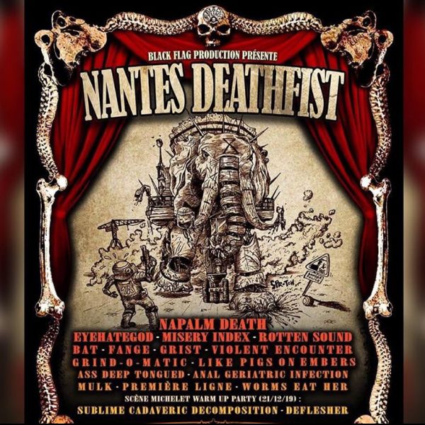 WARM UP DEATH FIST - SUBLIME CADAVERIC DECOMPOSITION + DEFLESHER + PROJECT FOR BASTARDS + NECROWN - NANTES