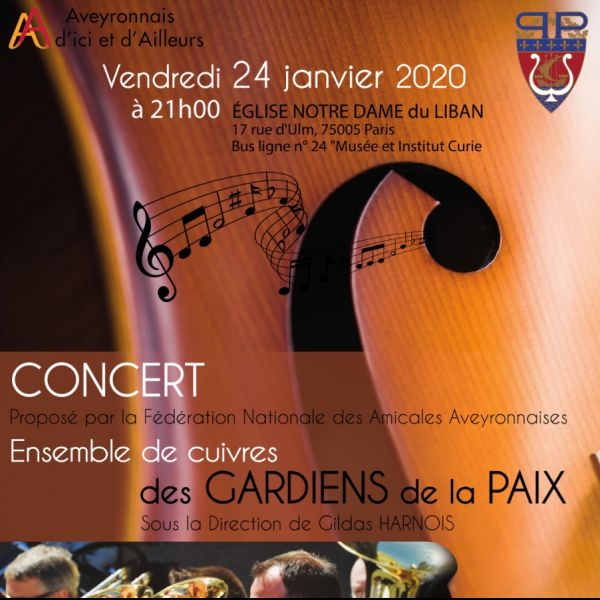 Concert proposé par la Fédération Nationale des Amicales Aveyronnaises - Ensemble de cuivres des Gardiens de la Paix sous la