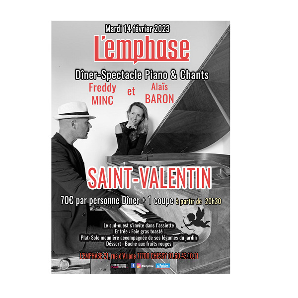 SAINT VALENTIN 2023 - Dîner Spectacle L'EMPHASE - Alïs BARON & Freddy MINC