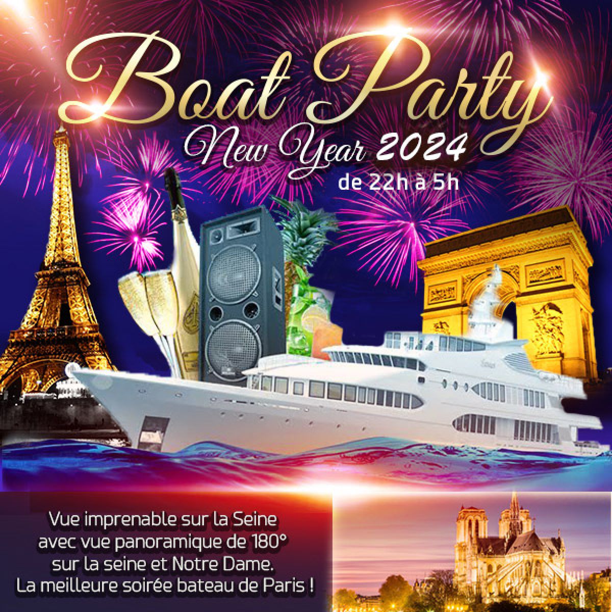 BOAT PARTY NEW YEAR 2024 NOUVEL AN D' EXCEPTION SUR LA SEINE