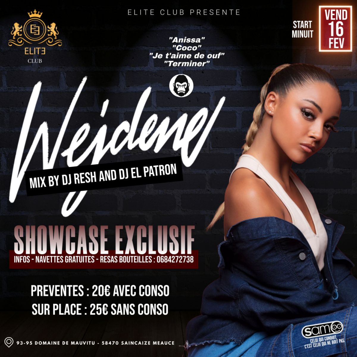 Wejdene en Showcase exclusif à l'EliteClub