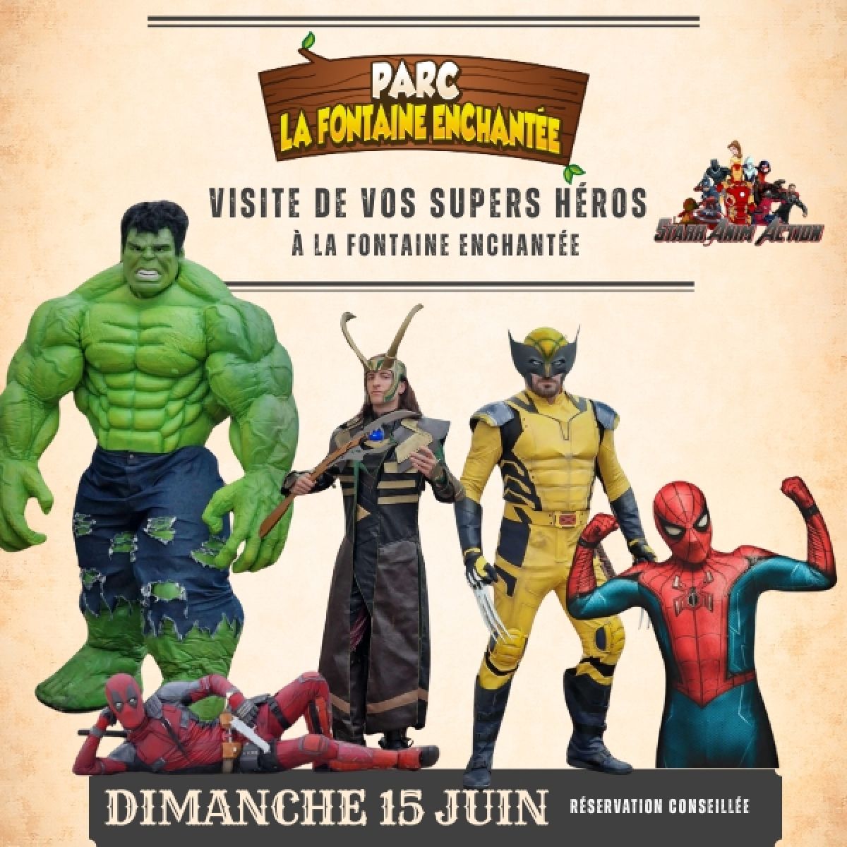 visite évènements des Supers Héros