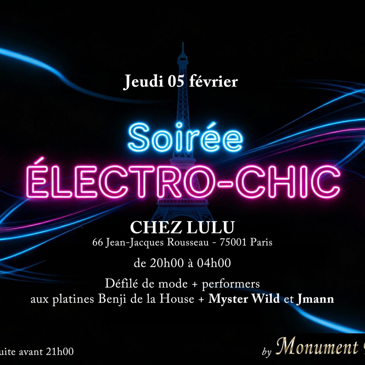 Soirée ELECTRO-CHIC le 05 février chez LULU (défilé de mode + performers + DJ)
