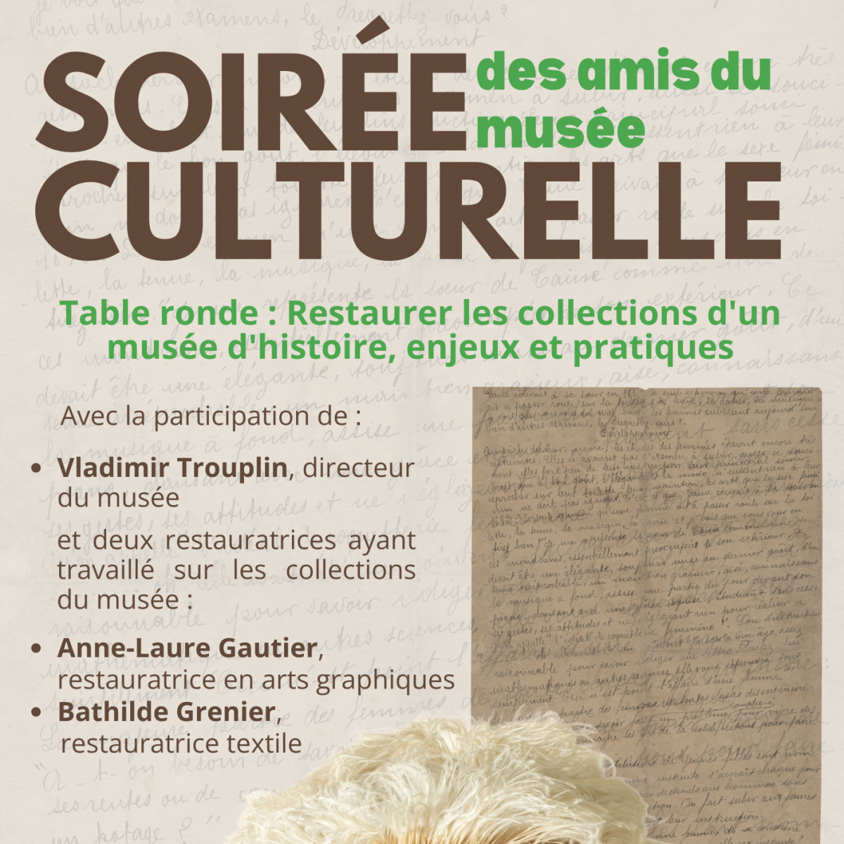 Soirée culturelle : Table ronde - Restaurer les collections d'un musée d'histoire, enjeux et pratiques