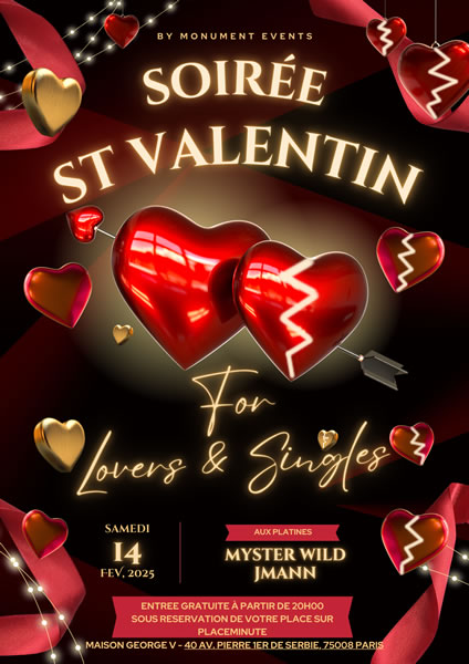 Soirée Sans Valentin - for Lovers & Singles - by Monument Events