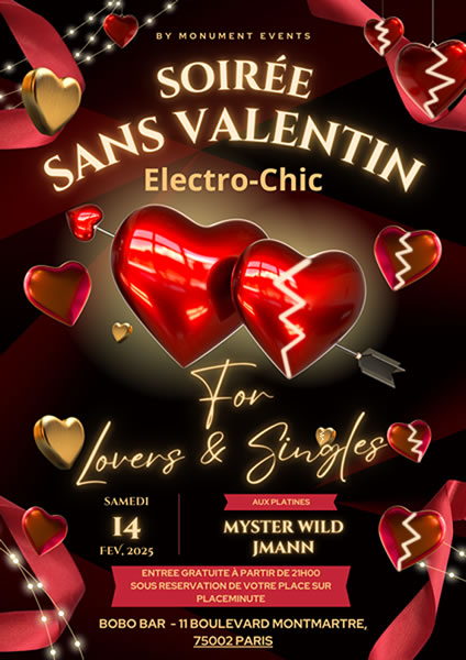 Soirée Sans Valentin - for Lovers & Singles - by Monument Events au Bobo Bar