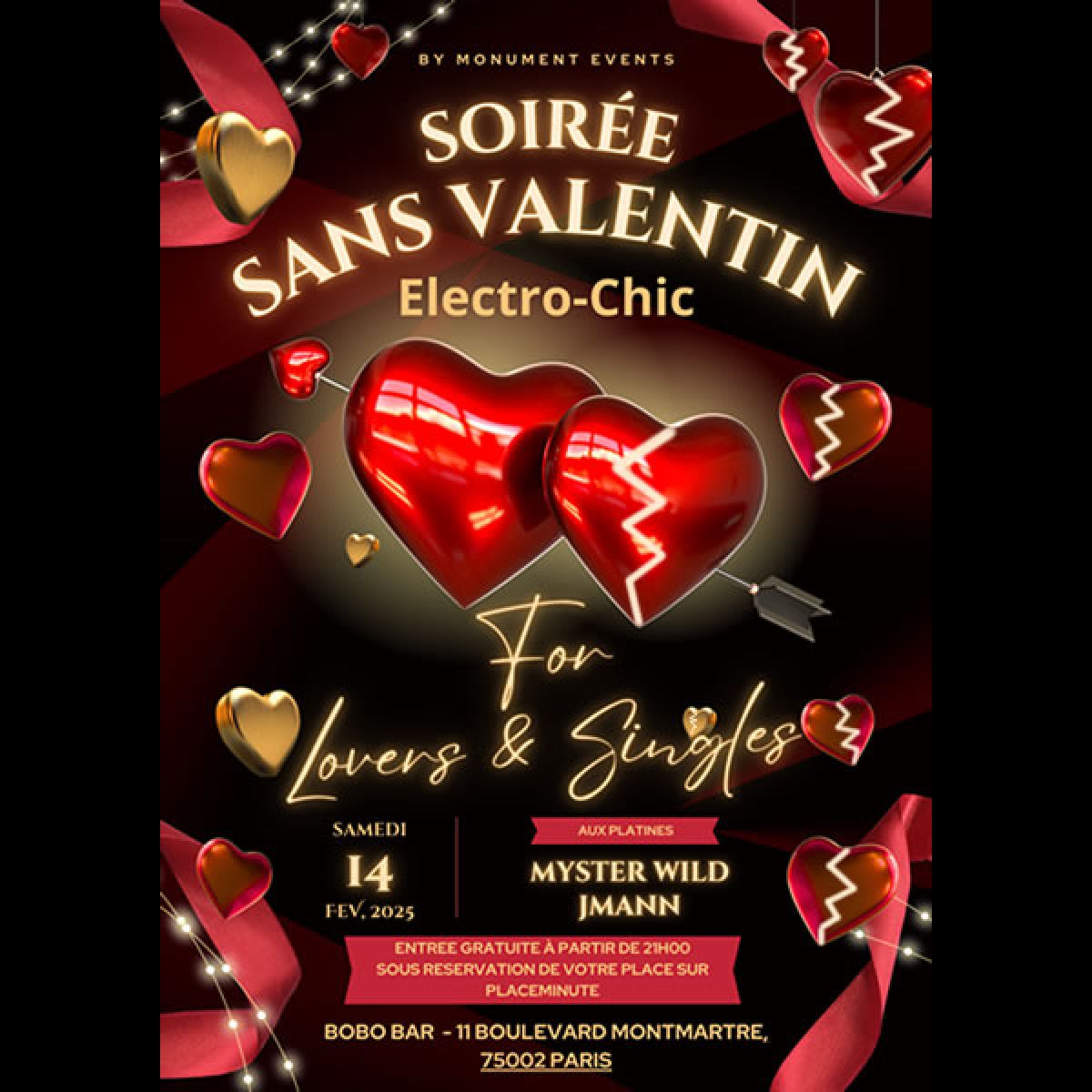 Soirée Sans Valentin - for Lovers & Singles - by Monument Events au Bobo Bar