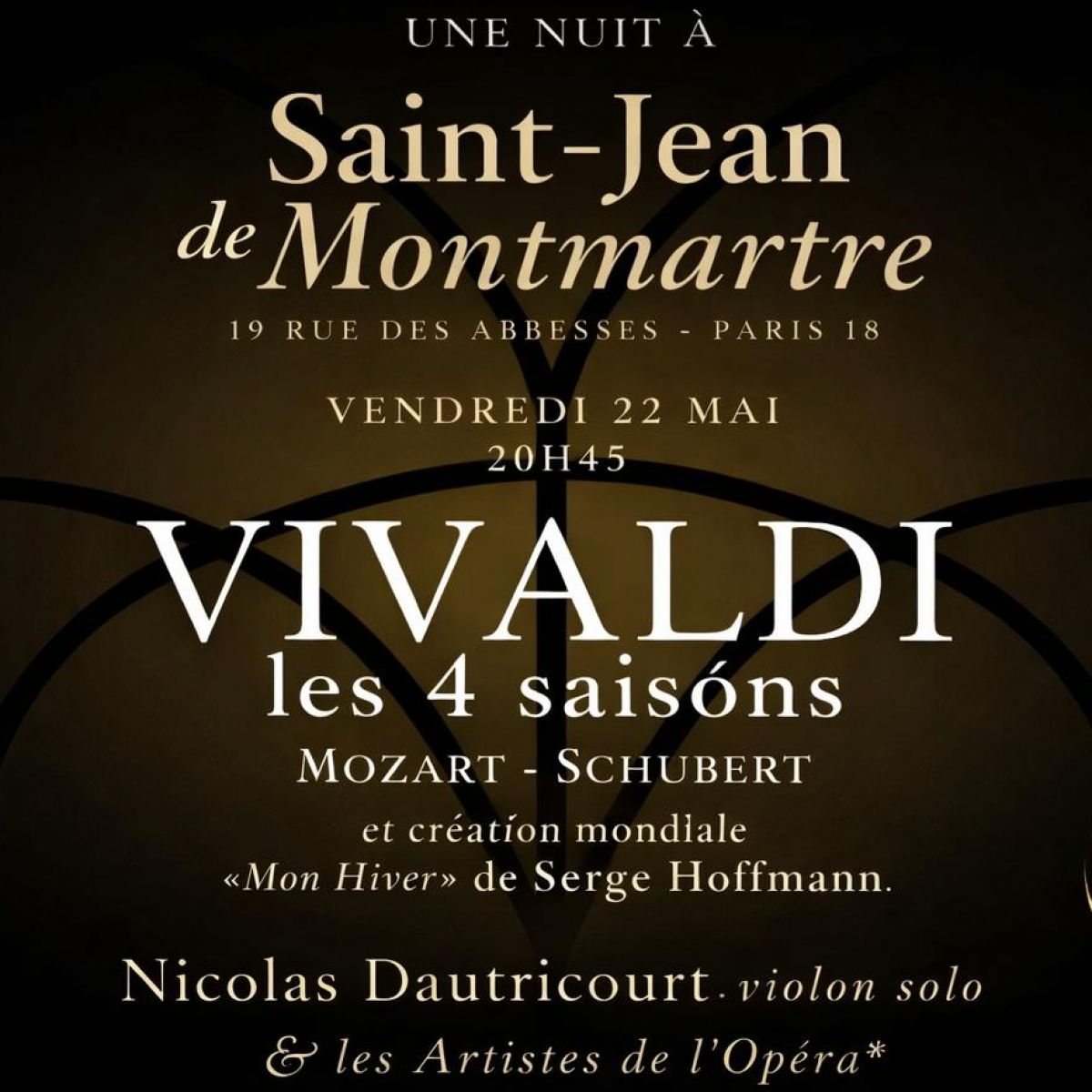 Les Artistes de l’Opéra et Nicolas Dautricourt (violon) dans Les Quatre Saisons de Vivaldi et l’Ave Maria à Montmartre