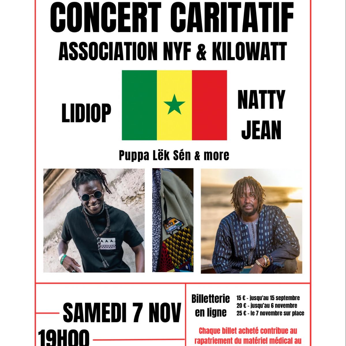 CONCERT TOUS UNIS POUR LE SENEGAL : LIDIOP + NATTY JEAN + Guests : Puppa Lëk Sén et d'autres artistes