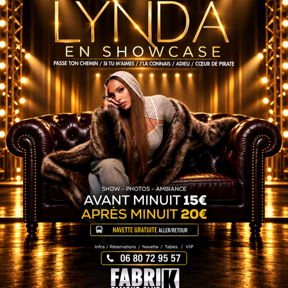 LYNDA EN SHOWCASE Samedi 10 Octobre 2026 à LA FABRIK (Gravelines 59)